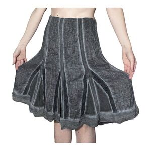 NWT 100% Linen Elie Tahari Lynelle Pleated Grey Midi Skirt